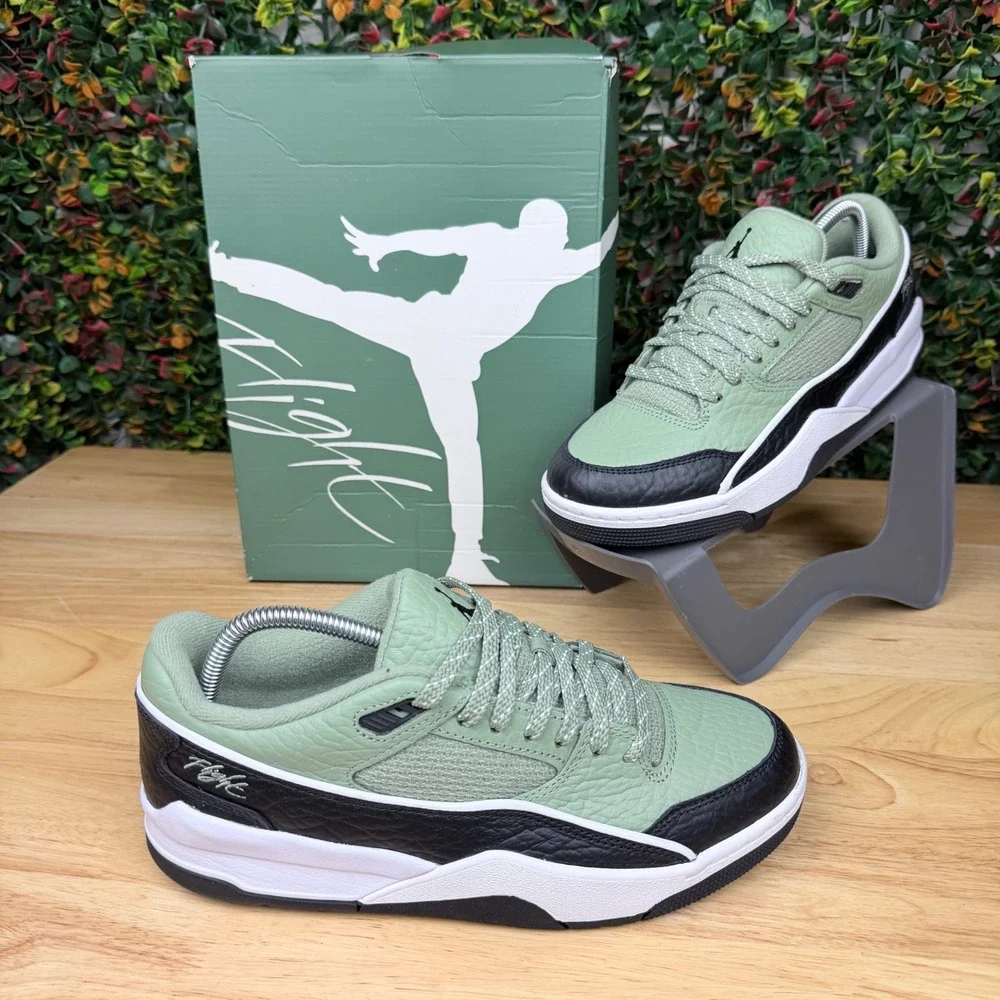 Nike Jordan Flight Court Oil Green Black White Sneakers Shoes IH4092-386 Mens 8